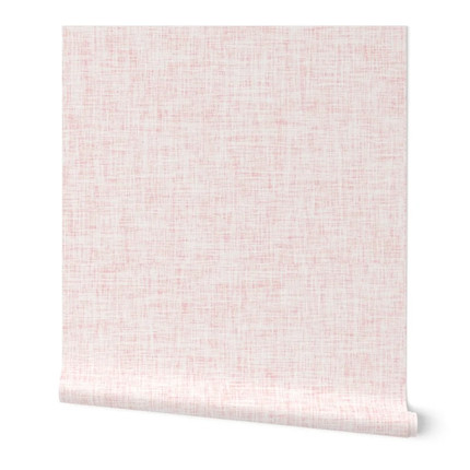 Pink Linen Look Wallpaper - Light Pink Linen By Ivieclothco - Faux Linen Blush Pink Removable Sel...