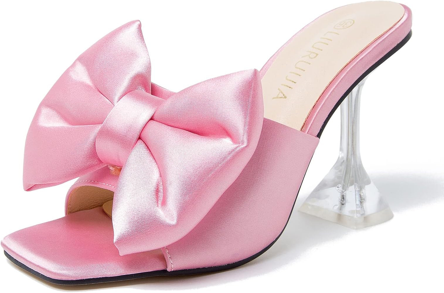 LIURUIJIA Women's Bow High Heels Mules Dress Sandals Slip On Party Prom Wedding Bridal Shoes | Amazon (US)