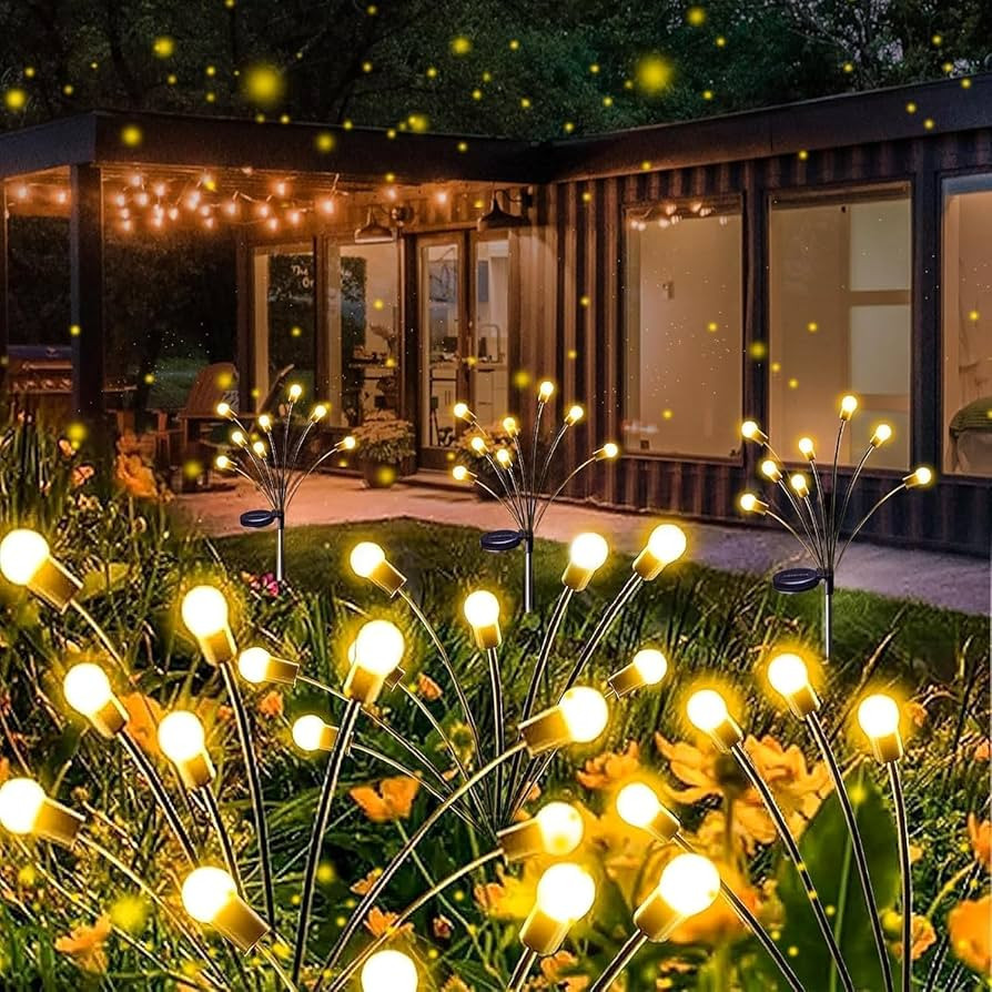 Solar Garden Lights, 8 Pack 64LED Solar Firefly Lights, Waterproof Garden Light Outdoor with 2 Li... | Amazon (US)