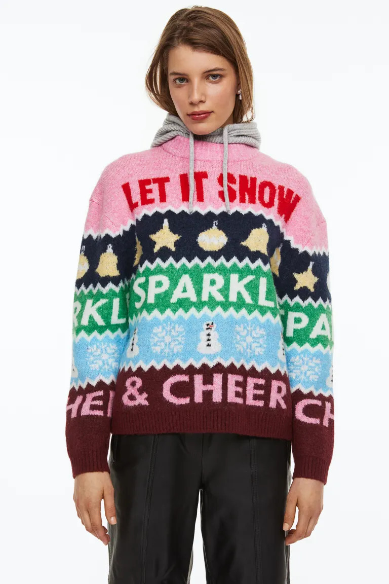 Jacquard-knit Sweater - Pink/holiday motif - Ladies | H&M US | H&M (US + CA)