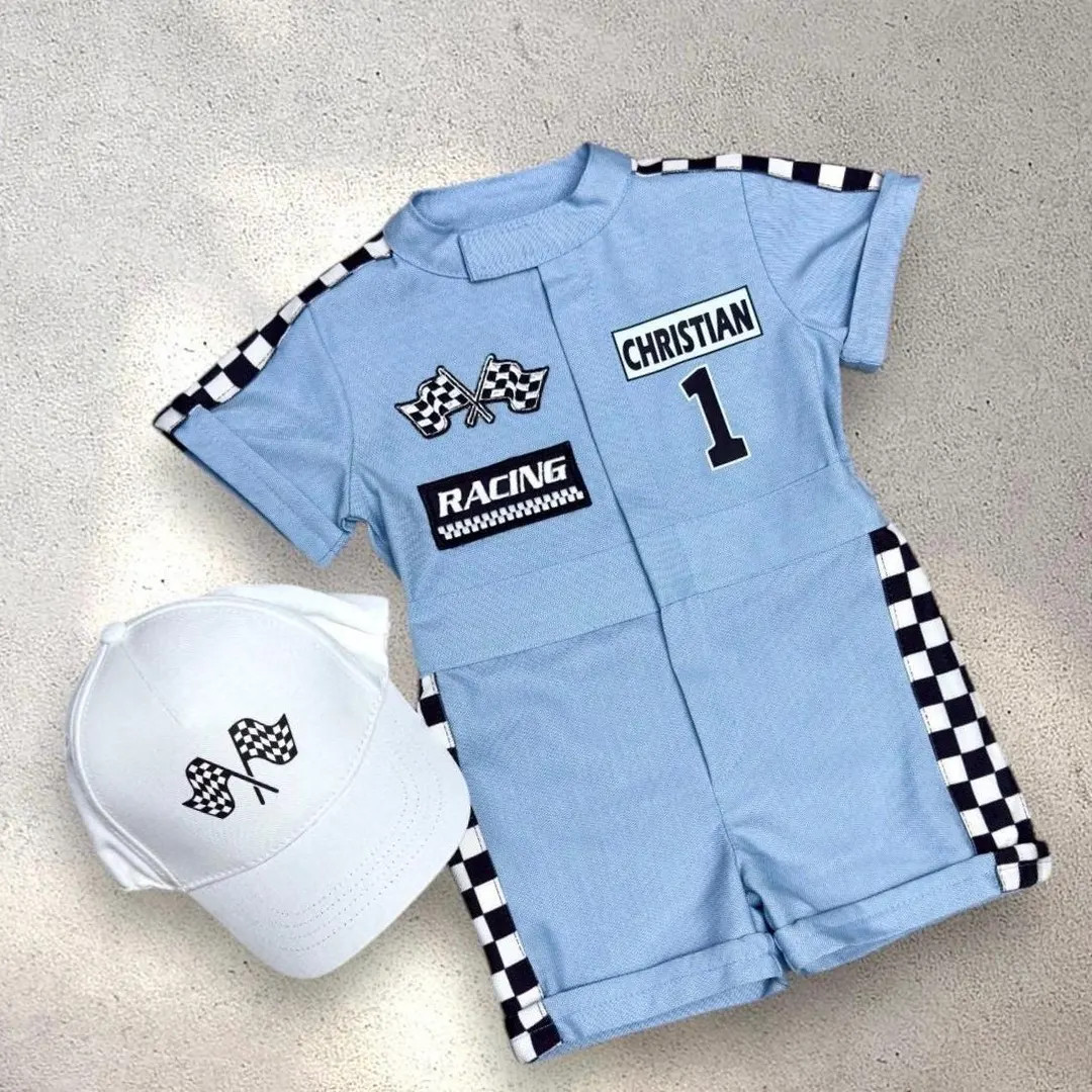 Personalized Blue Racer Short Suit - Two Fast Birthday Race Outfit - Fast One Car Suit - Kids Rac... | Etsy (US)