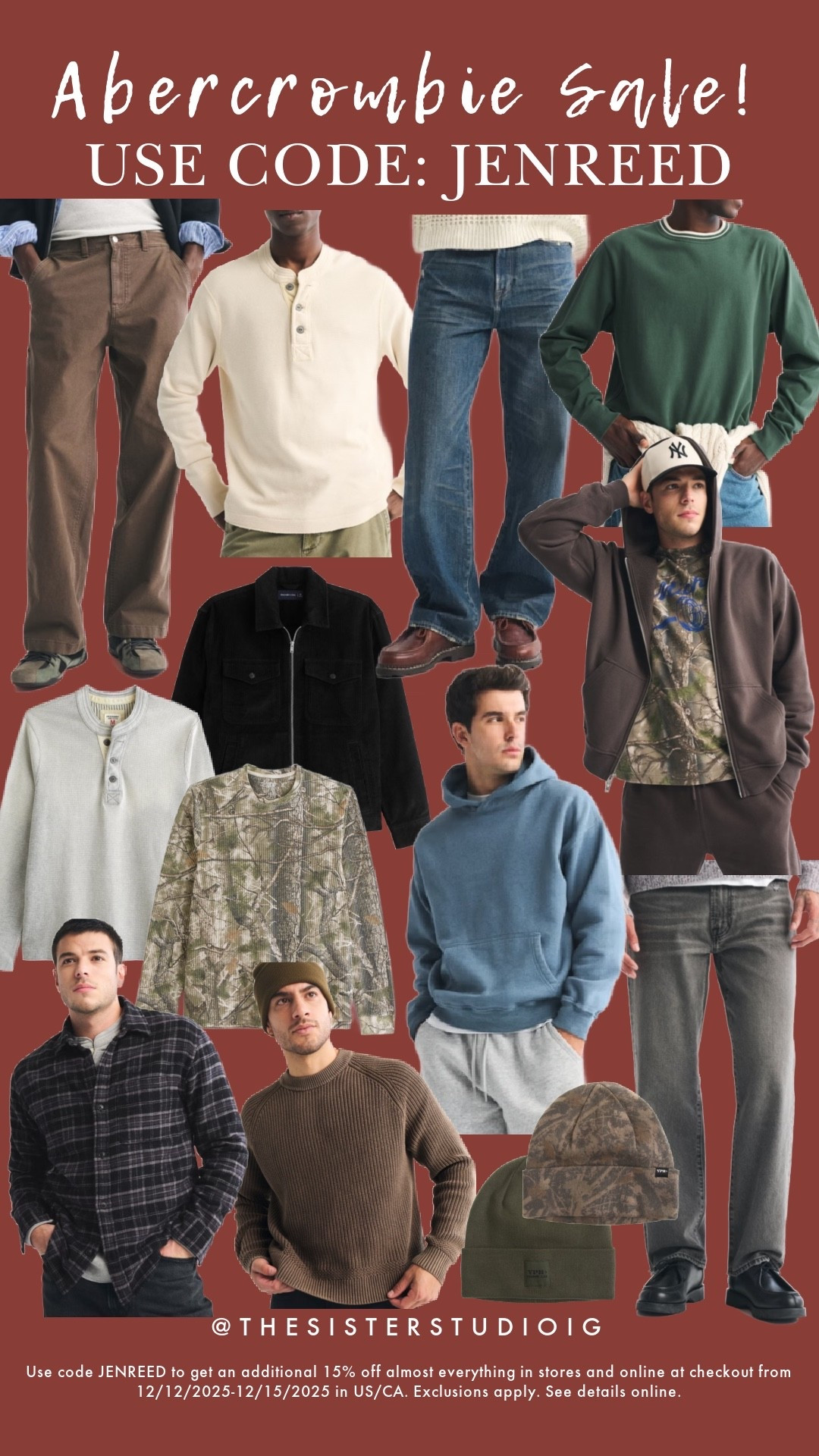 Abercrombie sale!

Use code JENREED to get an additional 15% off almost everything in stores and online at checkout from 12/12/2025-12/15/2025 in US/CA. Exclusions apply. See details online.

#LTKMens #LTKFindsUnder100 #LTKSaleAlert