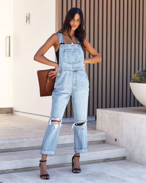 Vayda Distressed Denim Overalls - FINAL SALE | VICI Collection