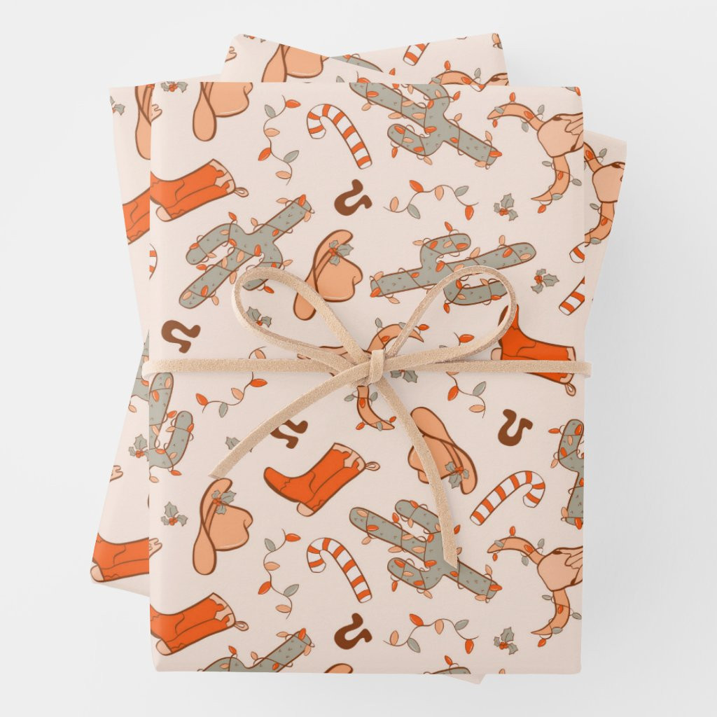 Trendy Western Cowboy Aesthetic Christmas Pattern | Zazzle