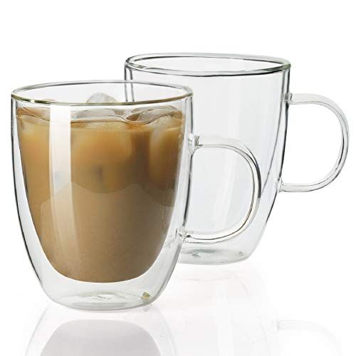 Sweese 413.101 Glass Coffee Mugs - 12.5 oz Double Walled Insulated Mug Set with Handle, Perfect for  | Amazon (US)
