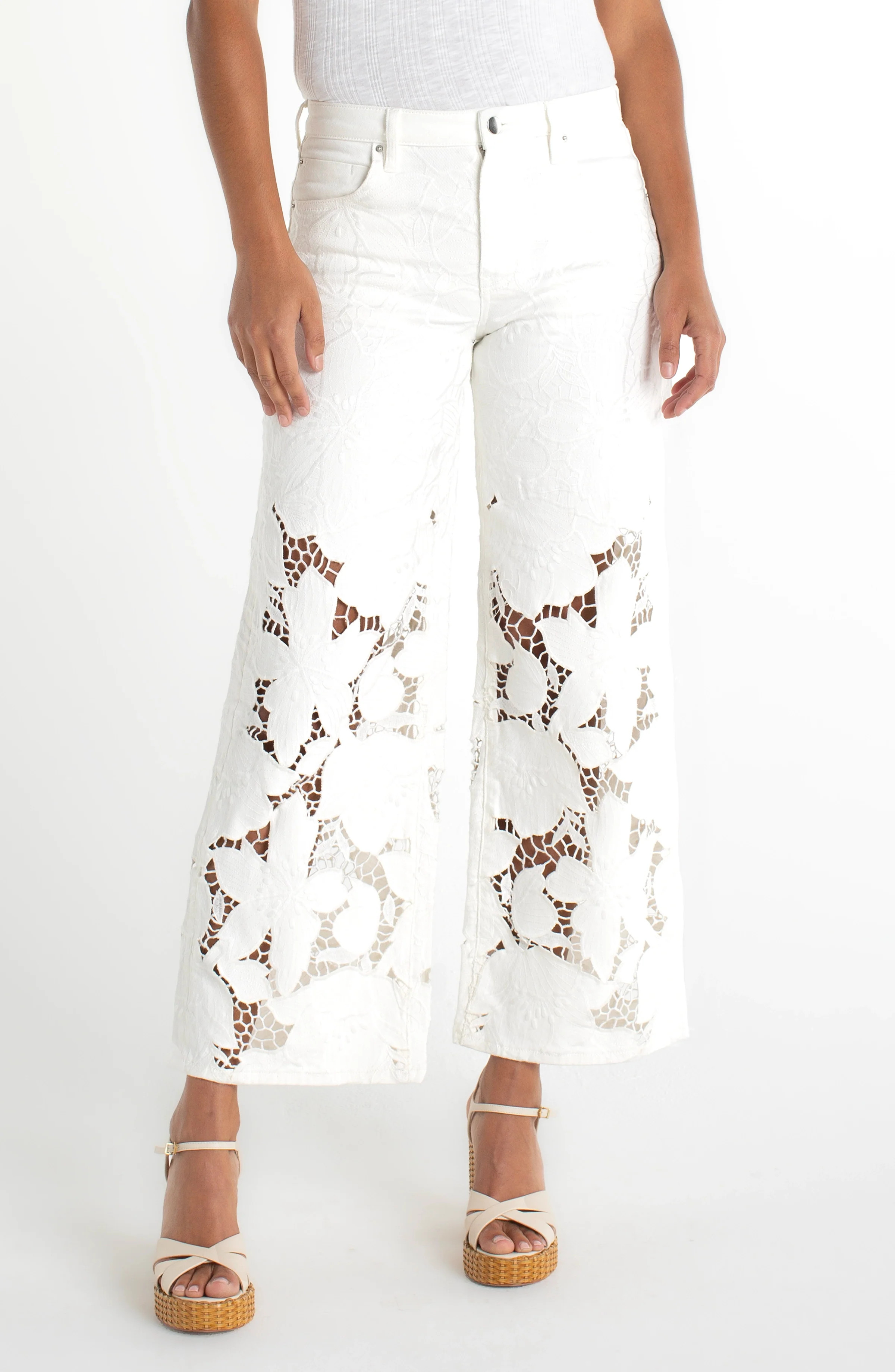 STRIDE WIDE LEG W/ FLORAL CUTWORK | Liverpool Jeans