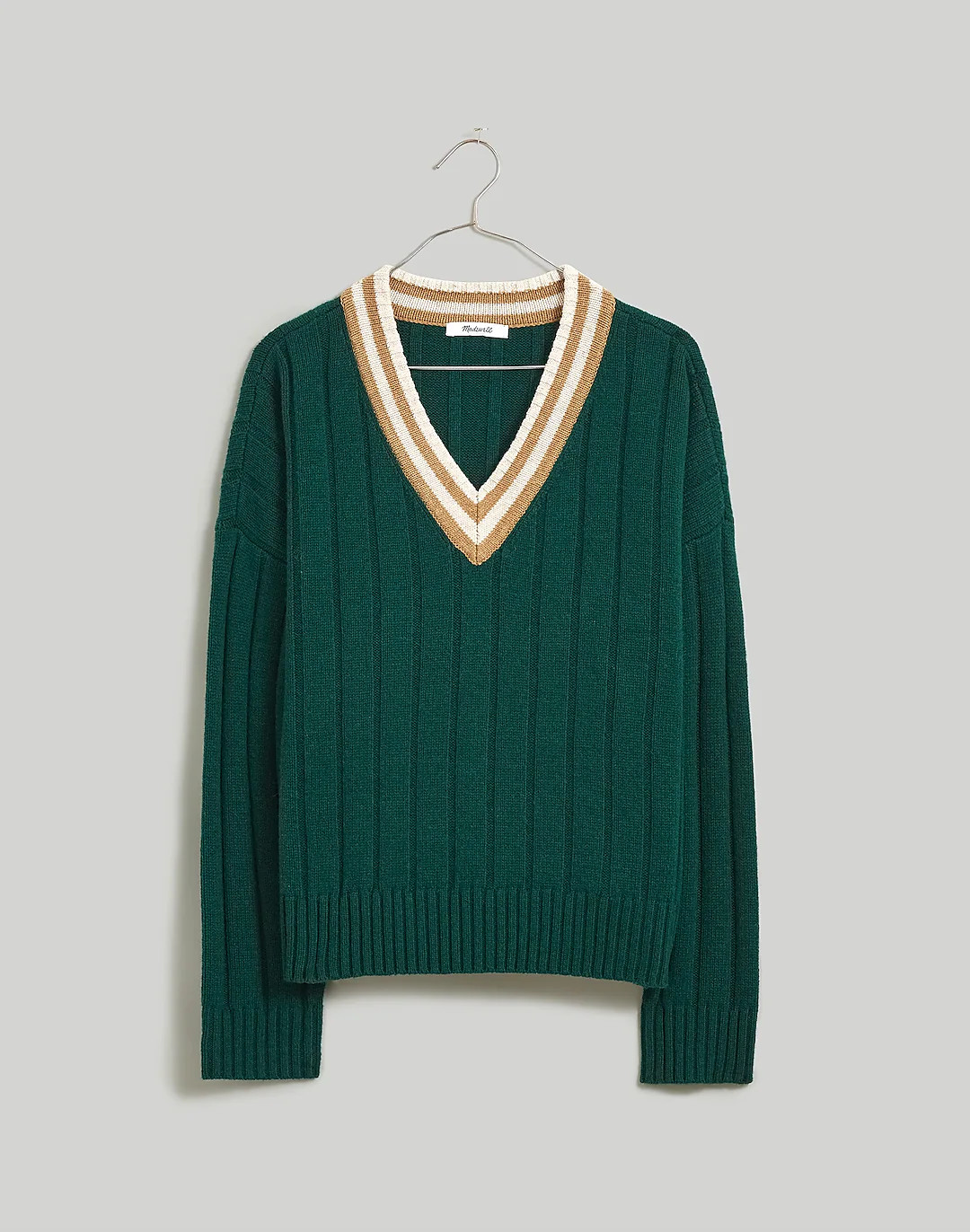 Tipped V-Neck Oversized Sweater | Madewell