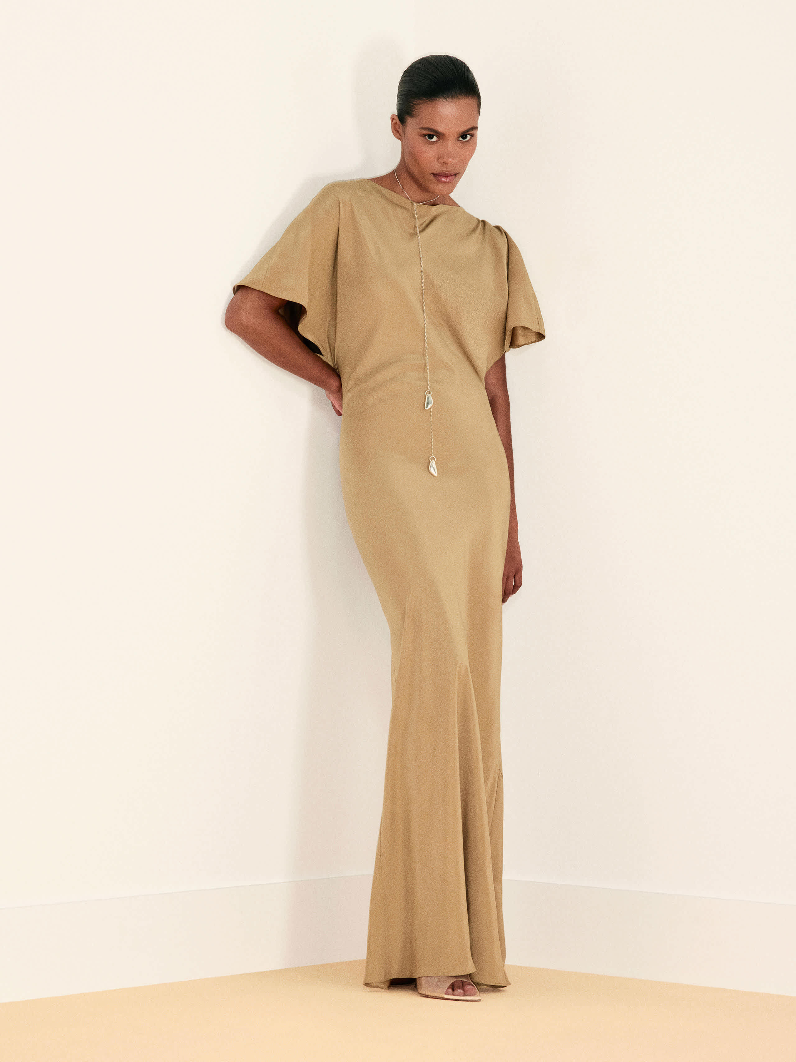 Reformation Caila Silk Dress Yellow Medium | Reformation (Global)
