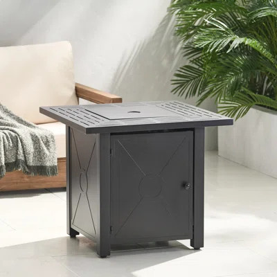 24.5'' H x 28'' W Iron Propane Outdoor Fire Pit Table with Lid | Wayfair North America
