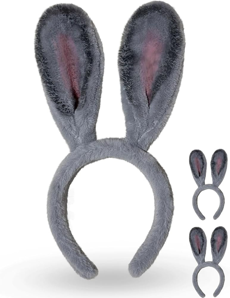 Bunny Ears Headband, Grey Rabbit Ears with Bendable Feature, Easter Bunny Costume | Amazon (US)