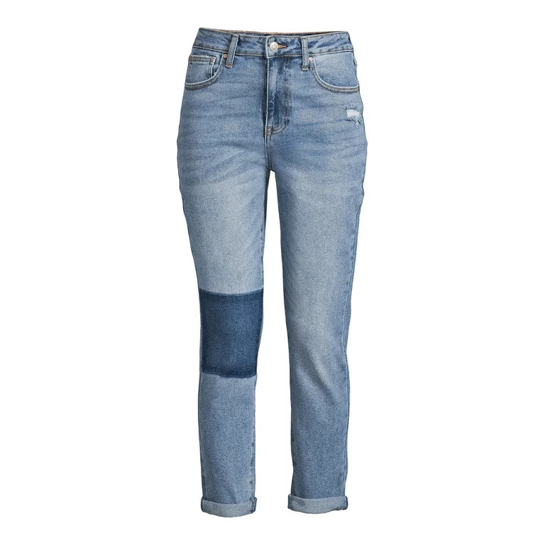 No Boundaries Juniors' Super High Rise Destructed Mom Jeans | Walmart (US)