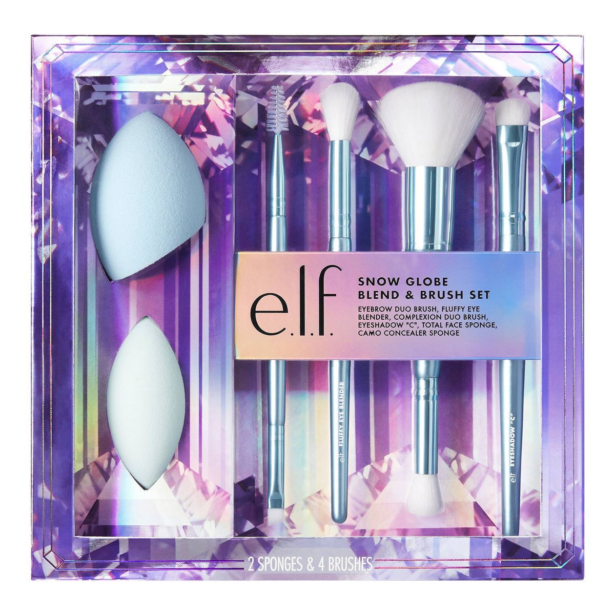 e.l.f. Snow Globe Blend & Brush Holiday Cosmetic Brush Gift Set - 6pc | Target
