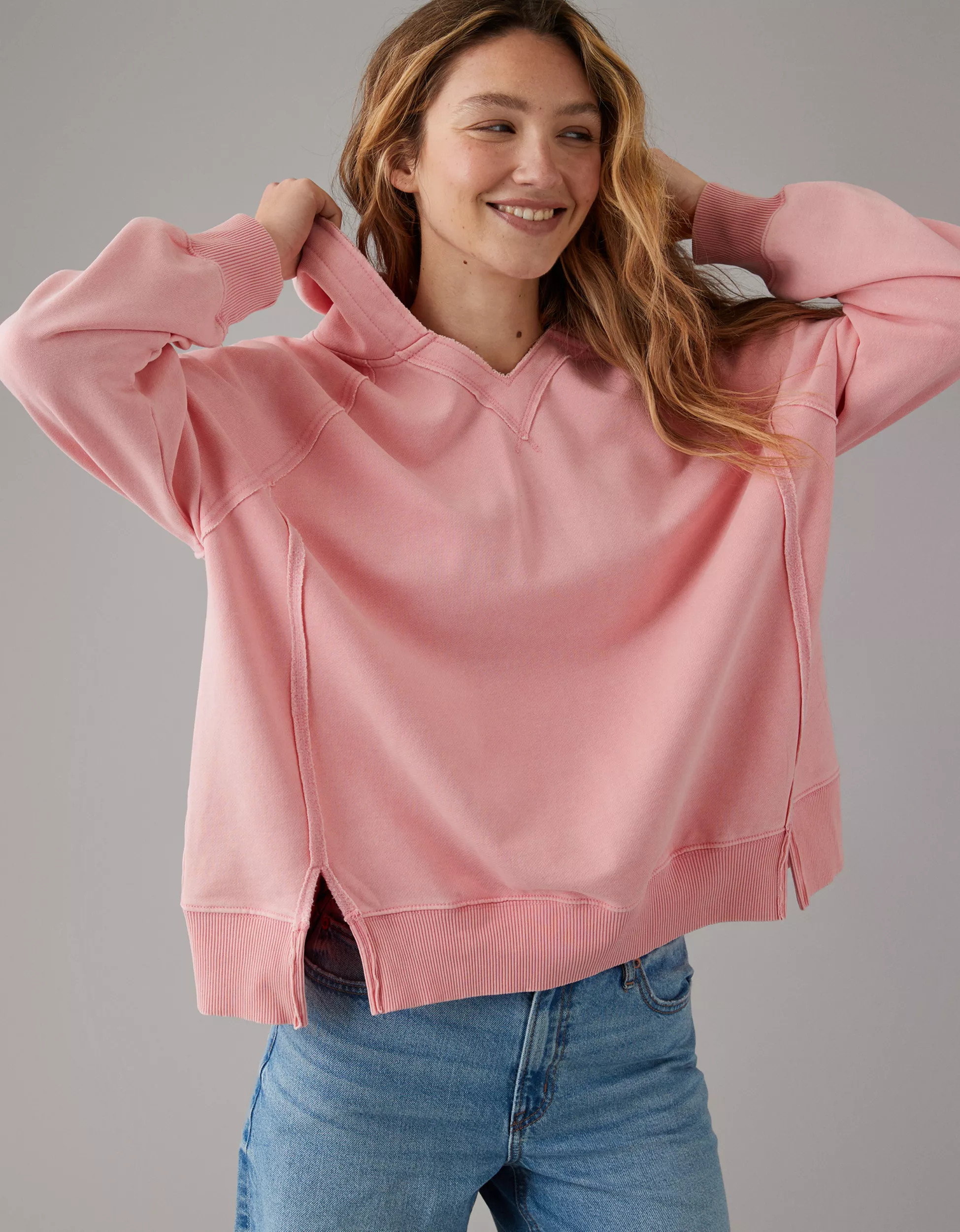 AE Big Hug Oversized Notch Neck Hoodie | American Eagle Outfitters (US & CA)