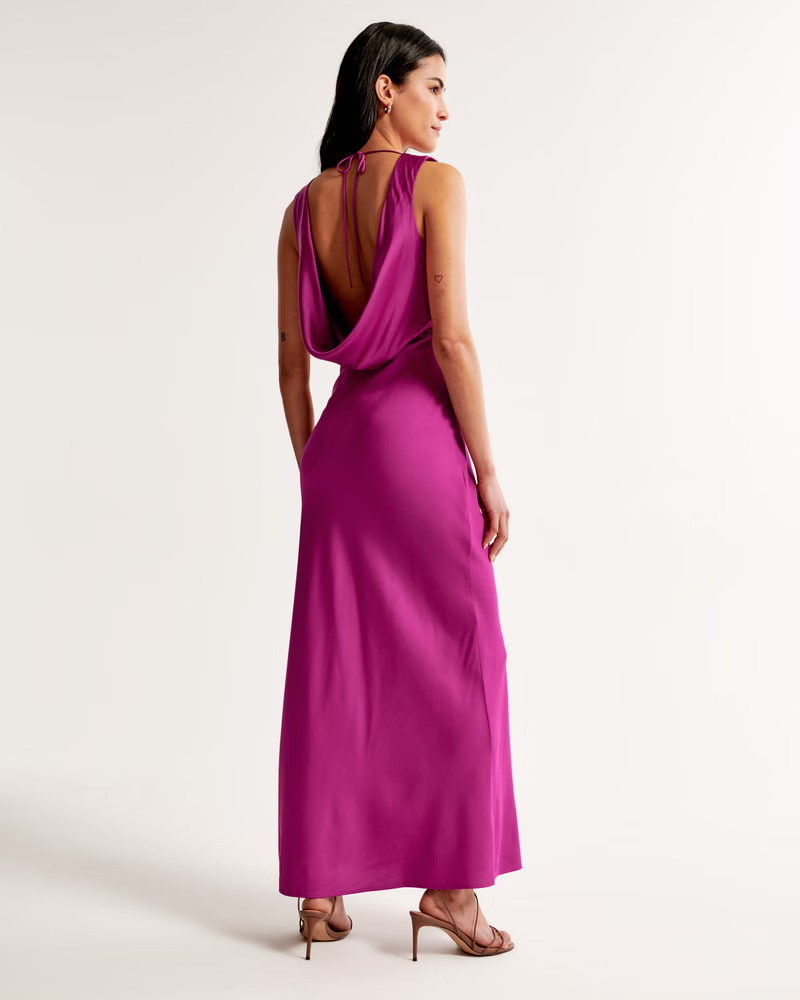 Plunge Cowl Back Maxi Dress | Abercrombie & Fitch (US)