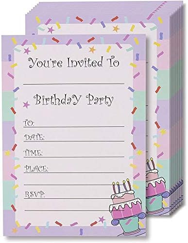 Invitation Cards – 24-Pack Birthday Party Invitation Cards, Fill-in Invitations with Envelopes,... | Amazon (US)