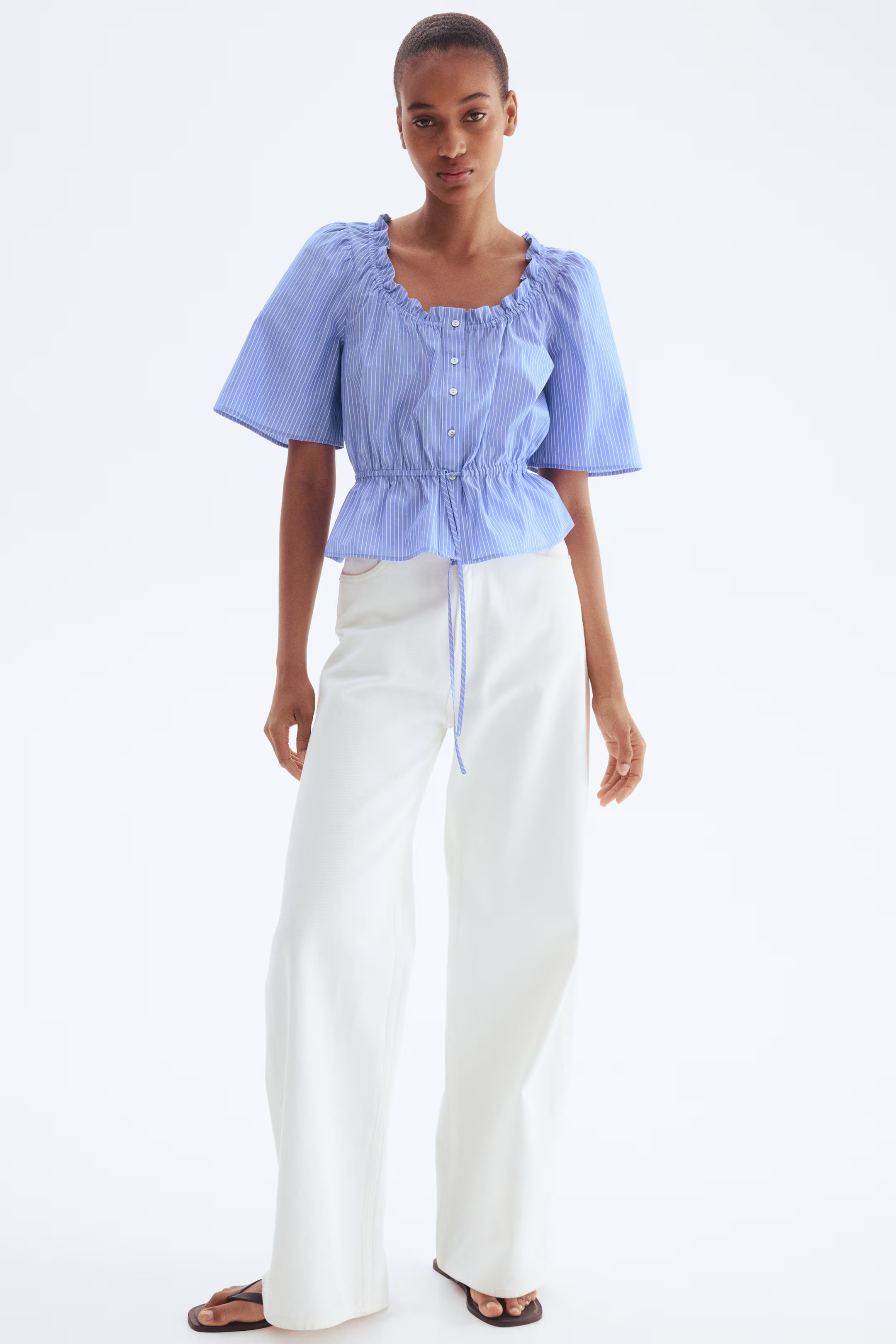 Ruffle-Trimmed Cotton Blouse | H&M (US + CA)