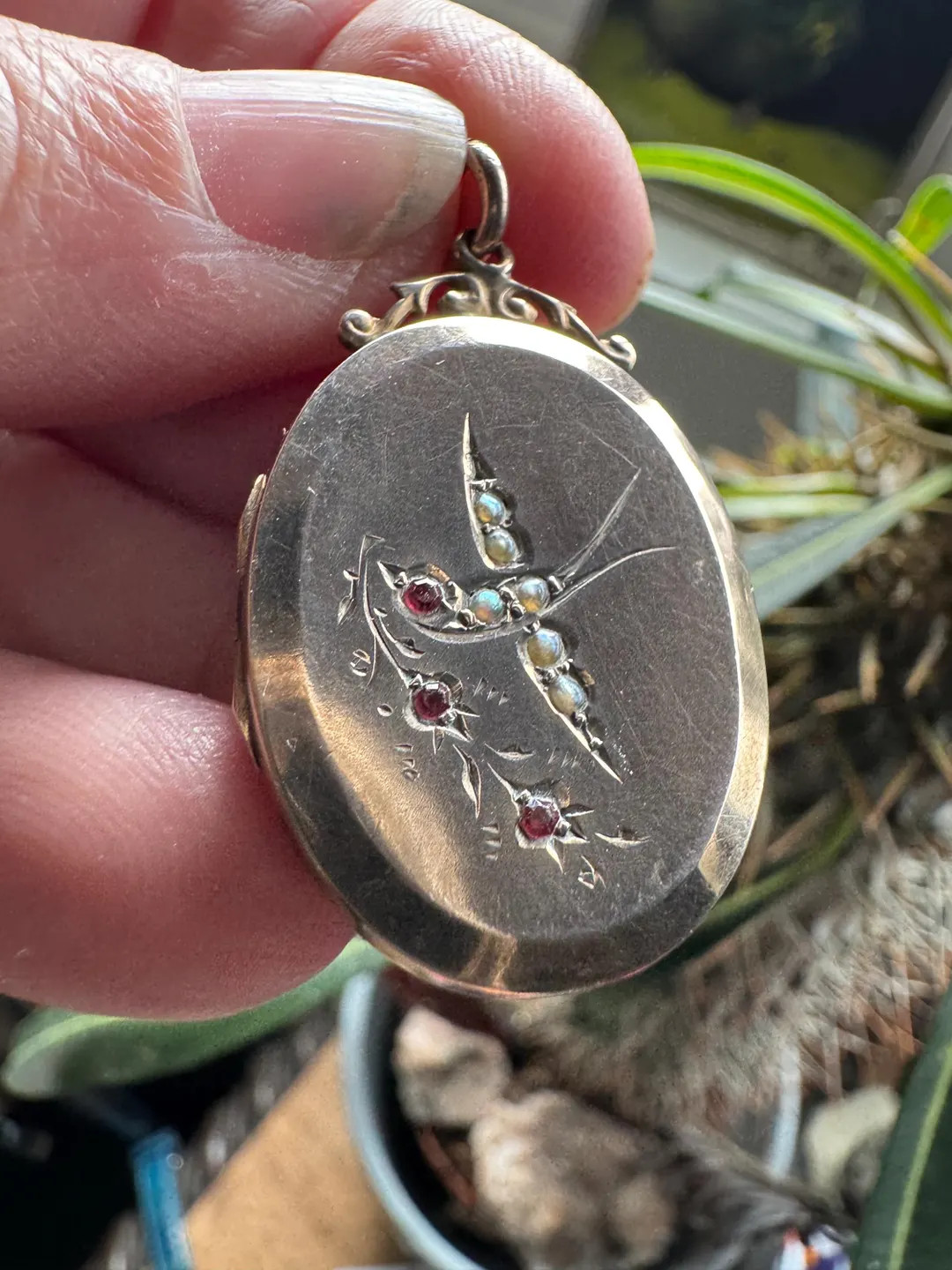 Antique SPECTACULAR 9k Gold Swallow/sparrow Bird With Rubies and Pearls Photo Locket *aesthetic E... | Etsy (US)