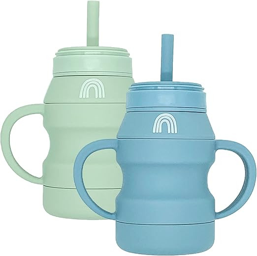 Hippypotamus Silicone Transition Cups - Baby/Toddler Cups With Straws & Lids - Removable Handles ... | Amazon (US)