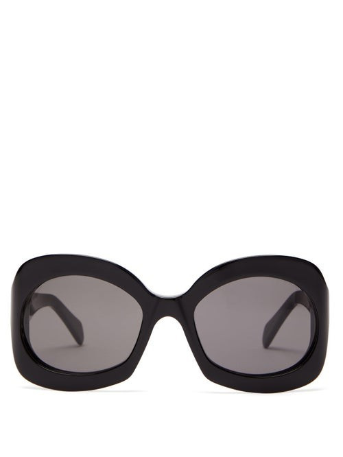 Celine Eyewear - Round Tortoiseshell-effect Acetate Sunglasses - Womens - Black | Matches (US)