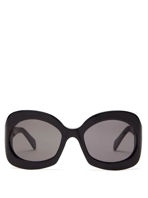 Celine Eyewear - Round Tortoiseshell-effect Acetate Sunglasses - Womens - Black | Matches (US)