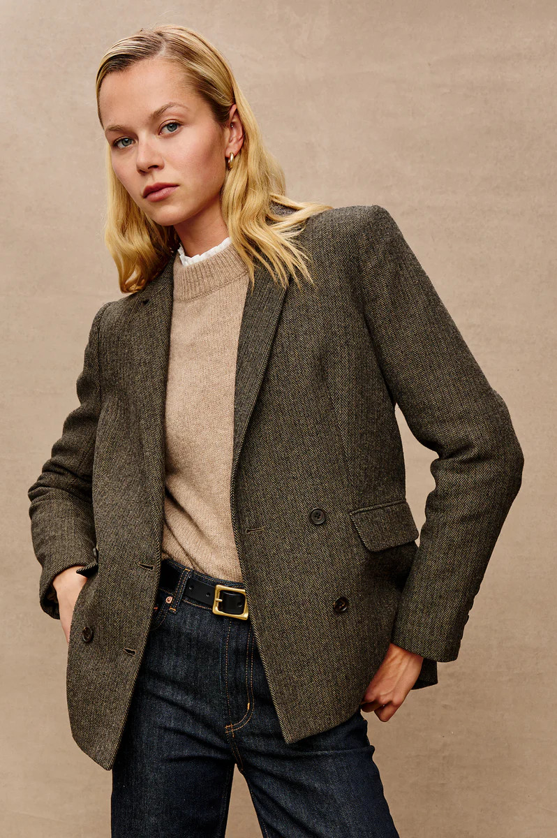 JAC BLAZER - CAMEL BLACK HERRINGBONE | Rails