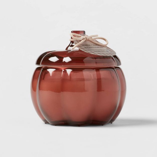 12oz Glass Warm Cider &#38; Cinnamon Pumpkin 2-Wick Candle Brown - Threshold&#8482; | Target