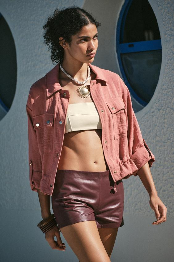 BELTED SLEEVE CROPPED JACKET | Zara US