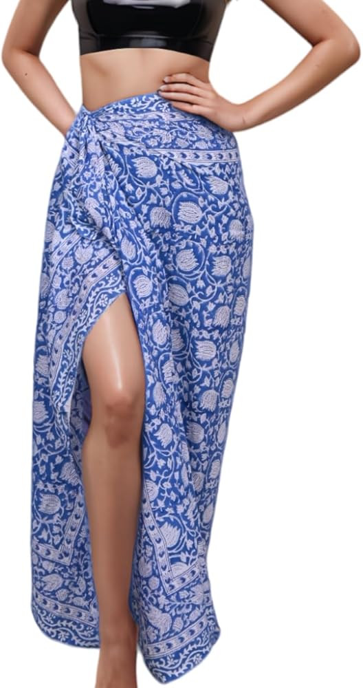 100% Cotton Swimsuit Beach Sarong Cover Ups for Women Swimwear Pareo Indian Hand Block Print Beac... | Amazon (US)