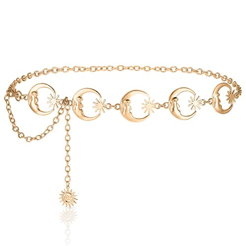 Geyoga Waist Chain Belt for Women Belly Chain Multiple Body Chain Vintage Women's Belts Body Jewelry(Gold,Moon Star) | Amazon (UK)