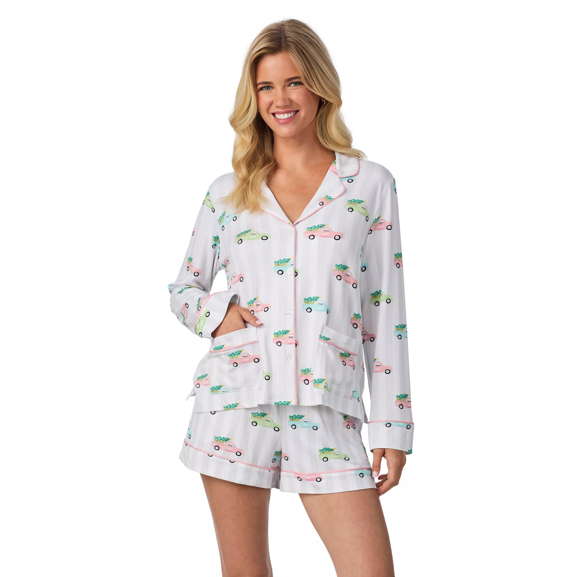 Women's Beauty Sleep Social 2-pc. Belle Long Sleeves Pajama Top & Pajama Shorts Set | Kohl's