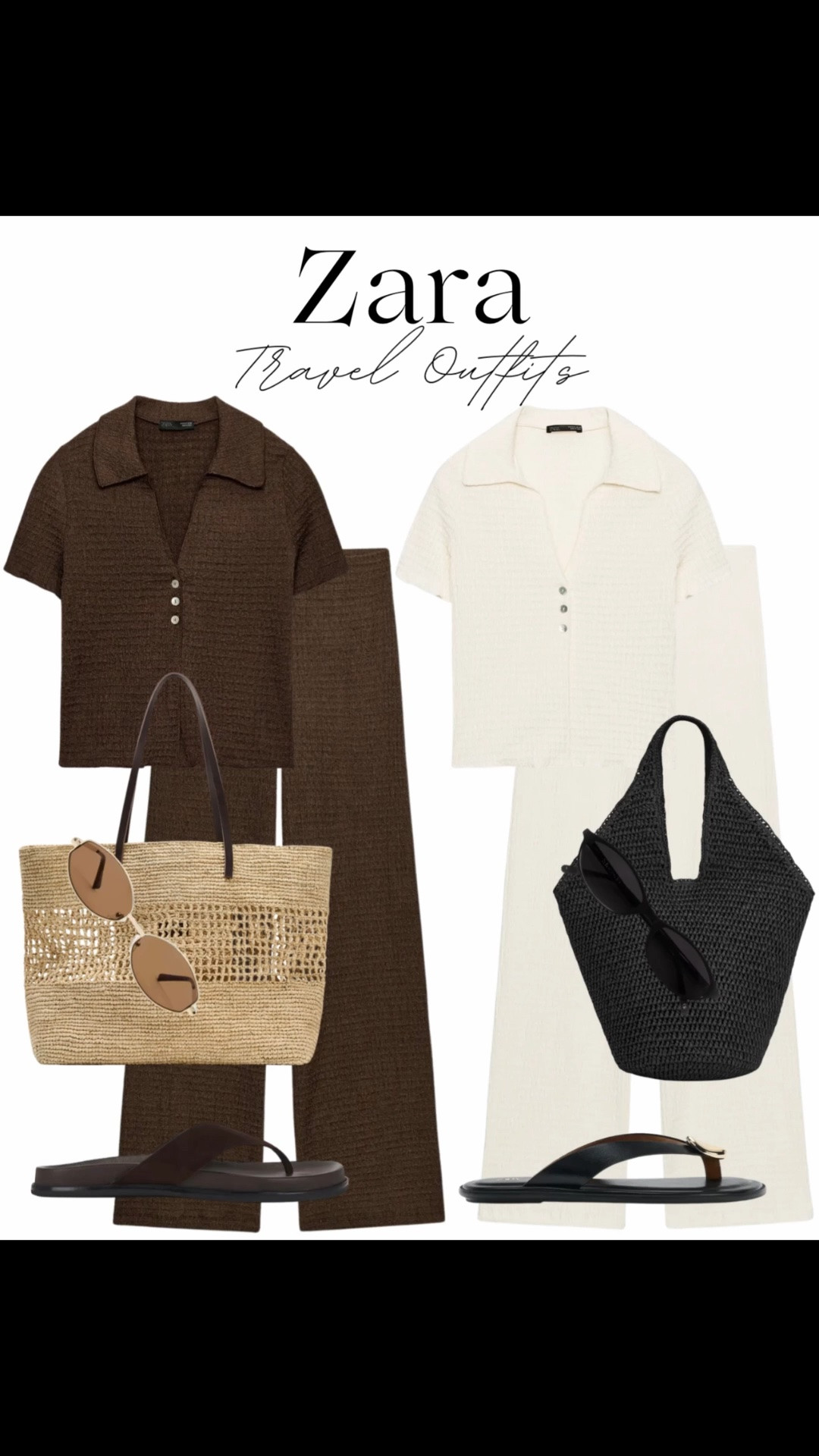 Neutral airport outfits but make them chic ✨

Tags: new-in Zara matching sets, travel outfit, raffia tote bag, flip flop sandals, vacation look, summer outfit

#LTKsummer #LTKtravel #LTKstyletip