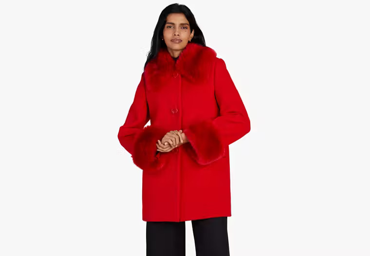 Faux Fur Trim Anita Coat | Kate Spade (US)