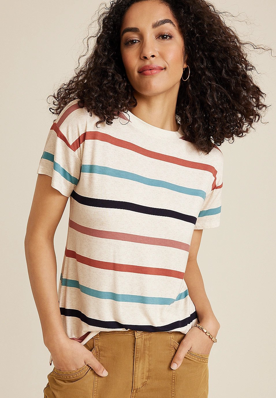 24/7 Dawson Striped Crew Neck Tee | Maurices