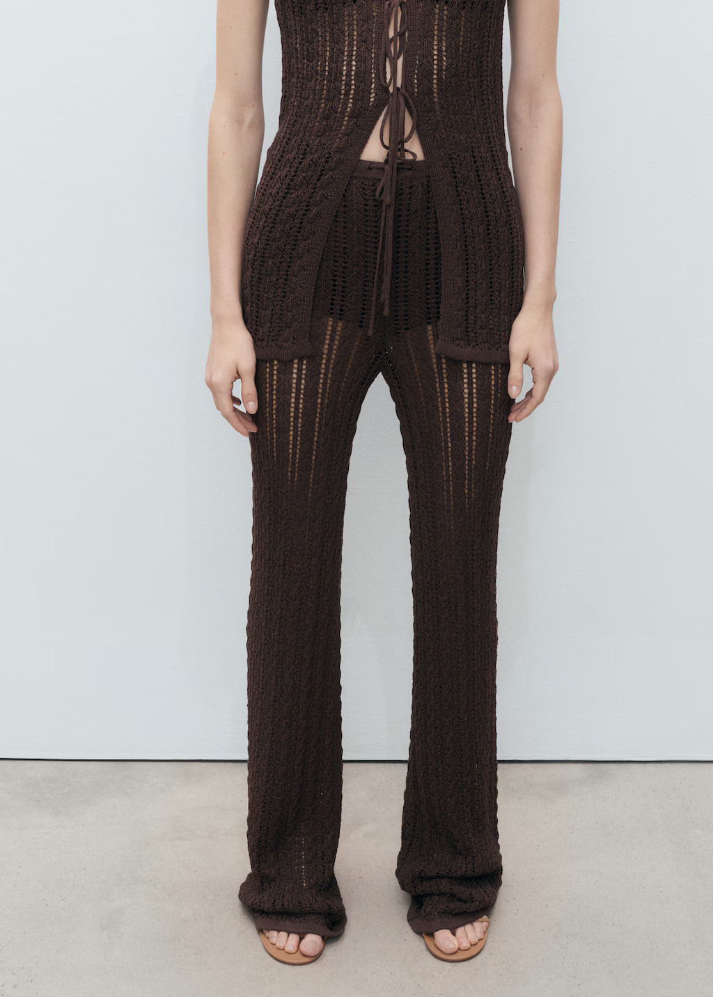 Straight-fit openwork knitted trousers - Women | MANGO United Kingdom | MANGO (UK)