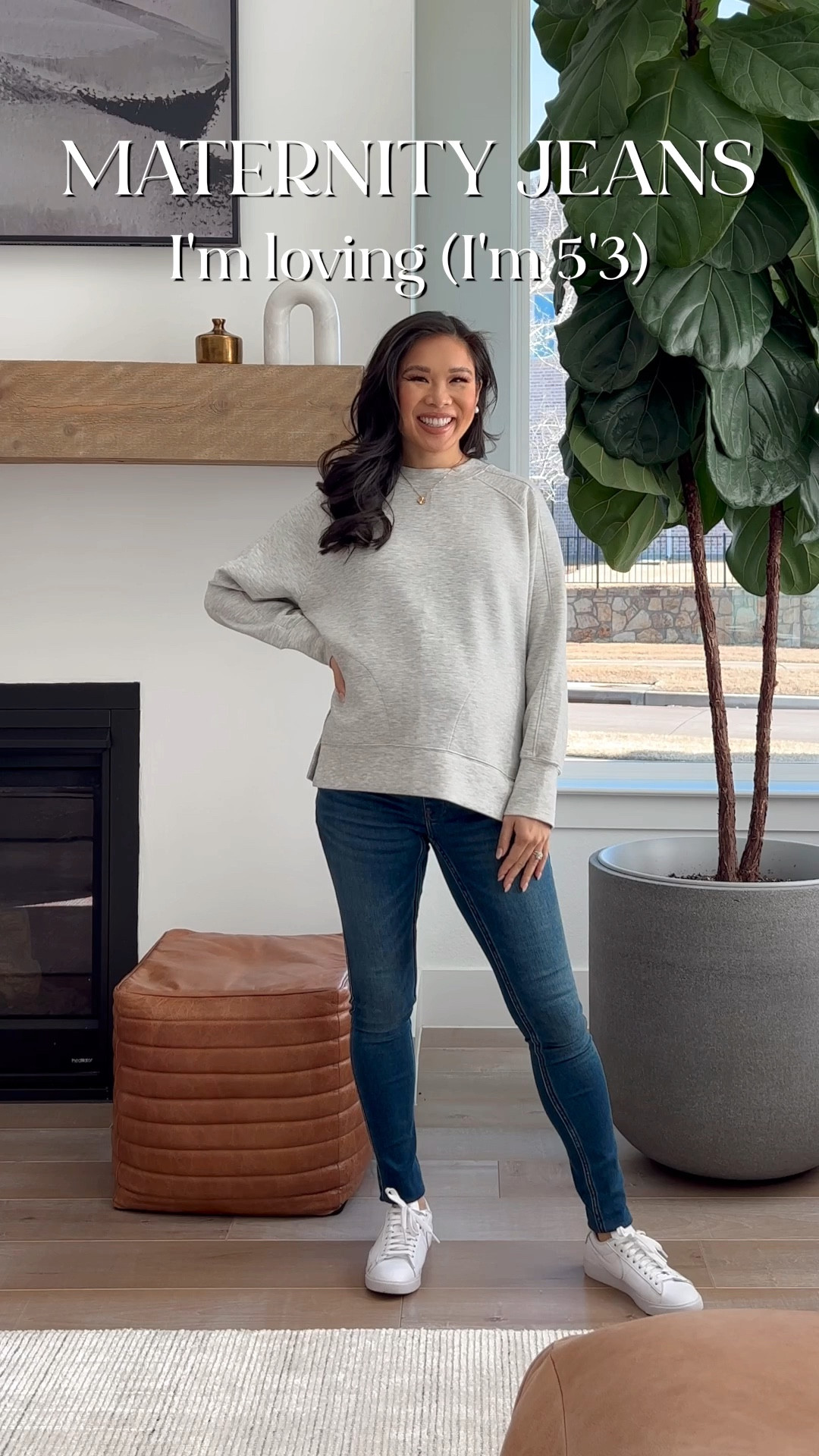 Love these maternity jeans from Abercrombie! Wearing both in size 24  Currently on sale for 25% off plus an additional 15% off with code DENIMAF! Sale goes for all denim and leather pants! Paired with YPB crewneck that is 15% off as well, wearing size XS and accommodates the bump. Great casual outfit for work from home, running errands or casual weekend outfit! Linking other jeans that are part of the sale, as well  

#LTKsalealert #LTKstyletip