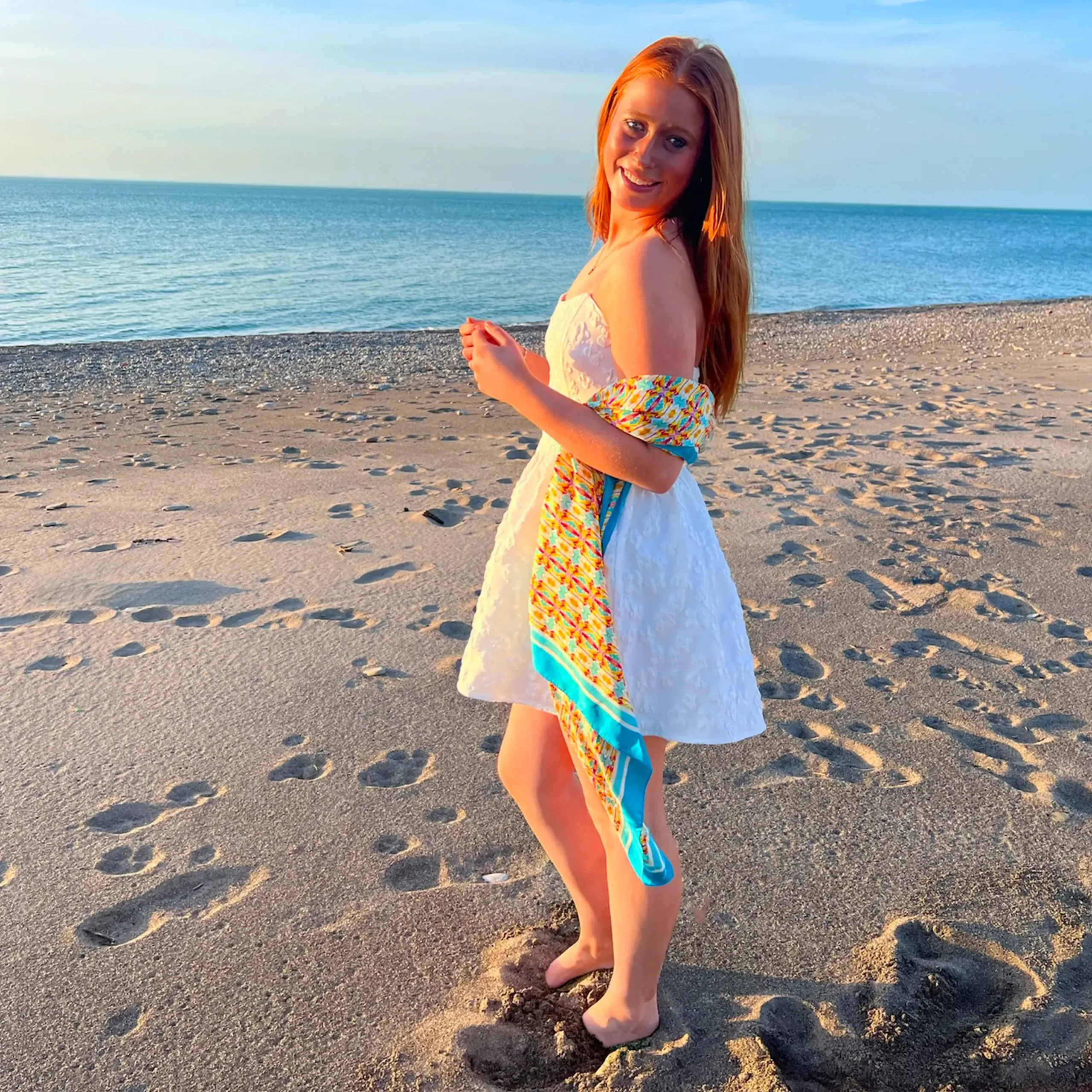 Orange Turtle Silk Scarf - EVELYN & KATE | EVELYN & KATE (US)