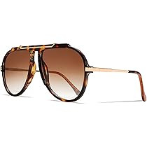 Oversized Aviator Sunglasses for Women Men 2026 70s Retro Gold Metal Sun Glasses Tangle Free Squa... | Amazon (US)