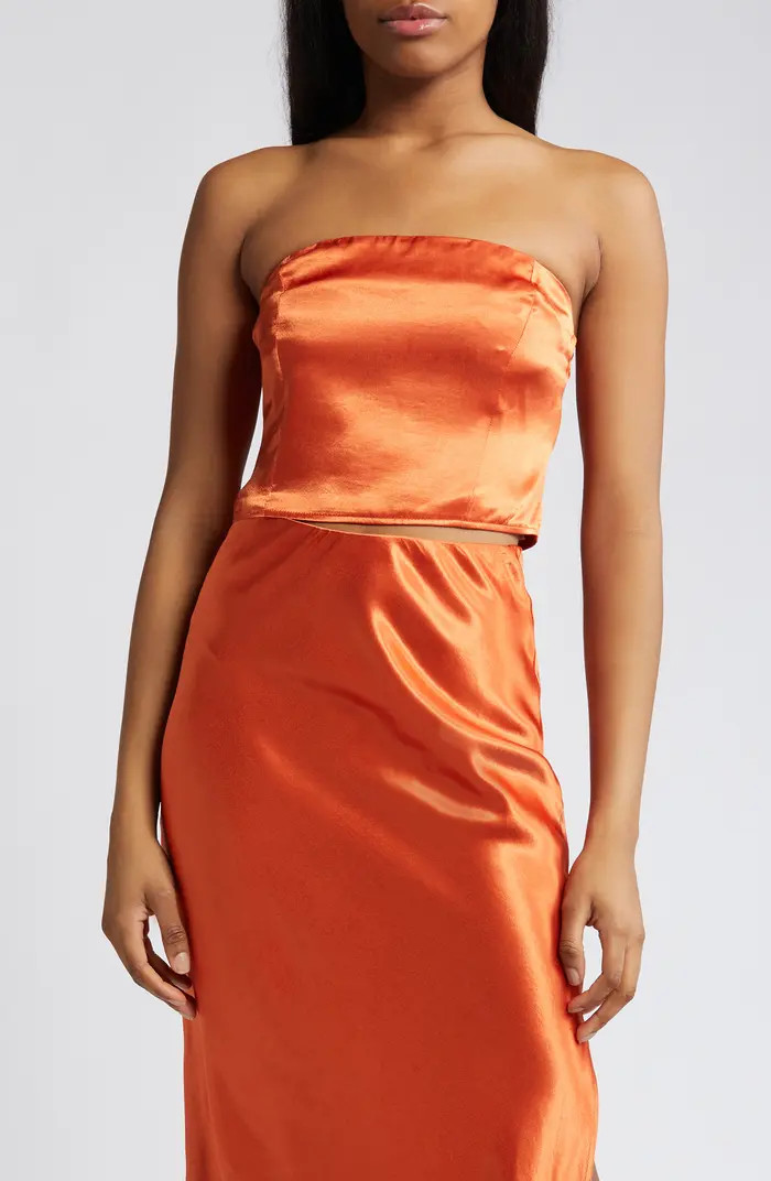 Strapless Satin Bandeau Top | Nordstrom