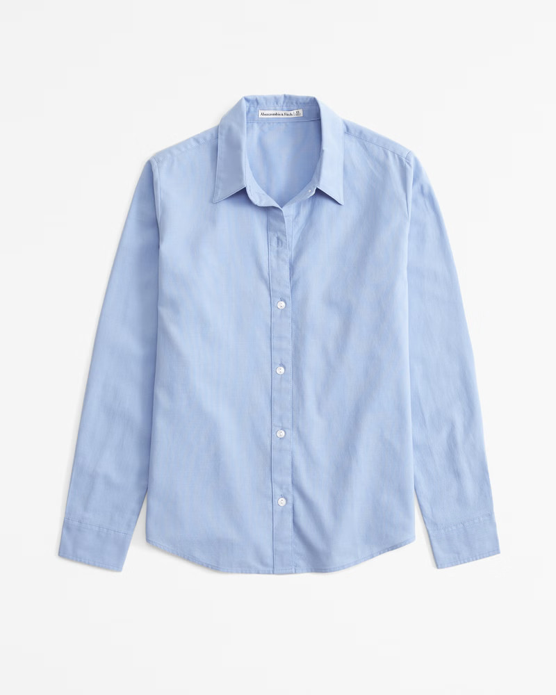 Abercrombie & Fitch Women's Relaxed Oxford Shirt in Blue - Size L | Abercrombie & Fitch (US)