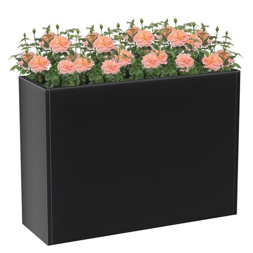 Baotree Metal Large Planter Box 30" L x 12" W x 24" H, Heavy Duty Tall Rectangle Outdoor Planter Box with Removable Insert Shelves for Porch, Garden, Patio, Yard (Black) | Amazon (US)