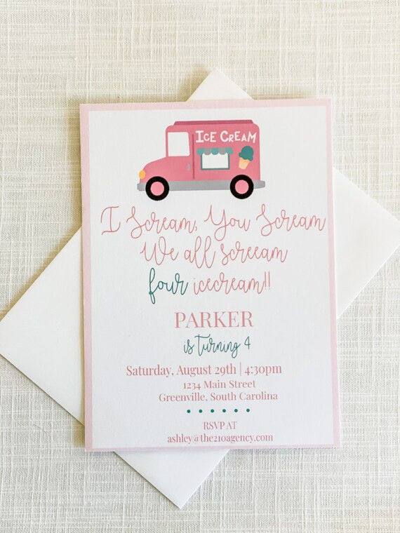 Evite | Invitations | Custom Invitations  | Personalized Invitations | Digital Download | Ice Cre... | Etsy (US)