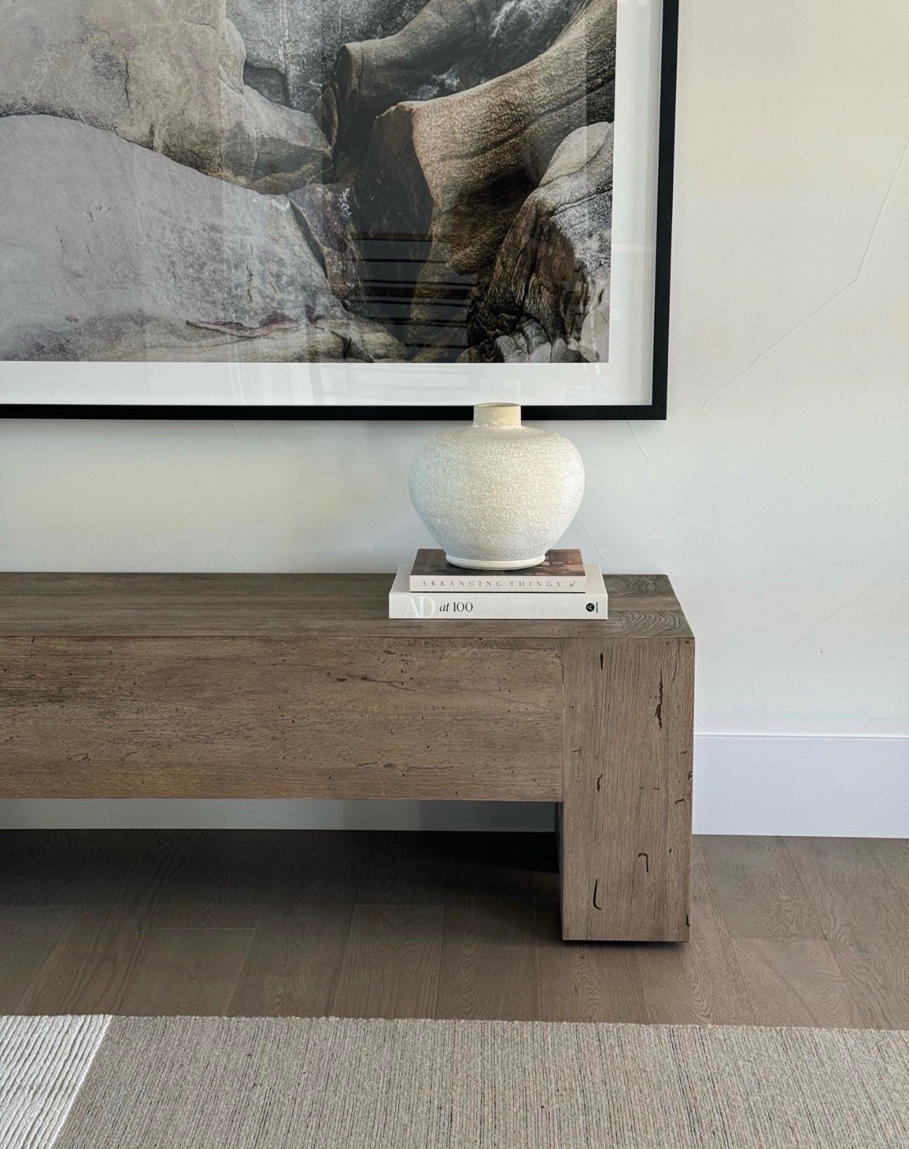 Modern
Home decor 
Neutral 
Bench 
Rug 
Runner 
Decor 


#LTKdayinmylife #LTKOver40 #LTKHome