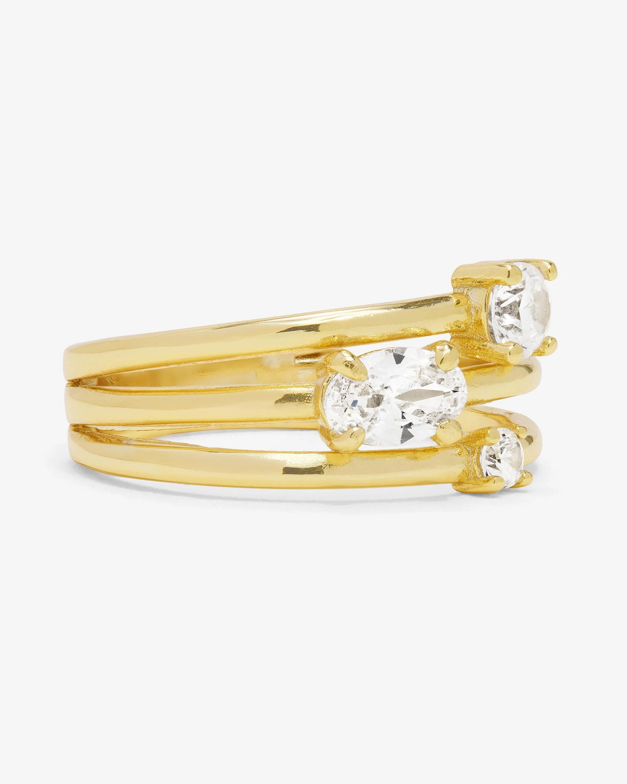 Nina Stacked Ring - Gold|White Diamondettes - 10 | Melinda Maria Jewelry