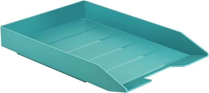 Acrimet Stackable Letter Tray Front Load Plastic Desktop File Organizer (Solid Green Color) (1 Un... | Amazon (US)
