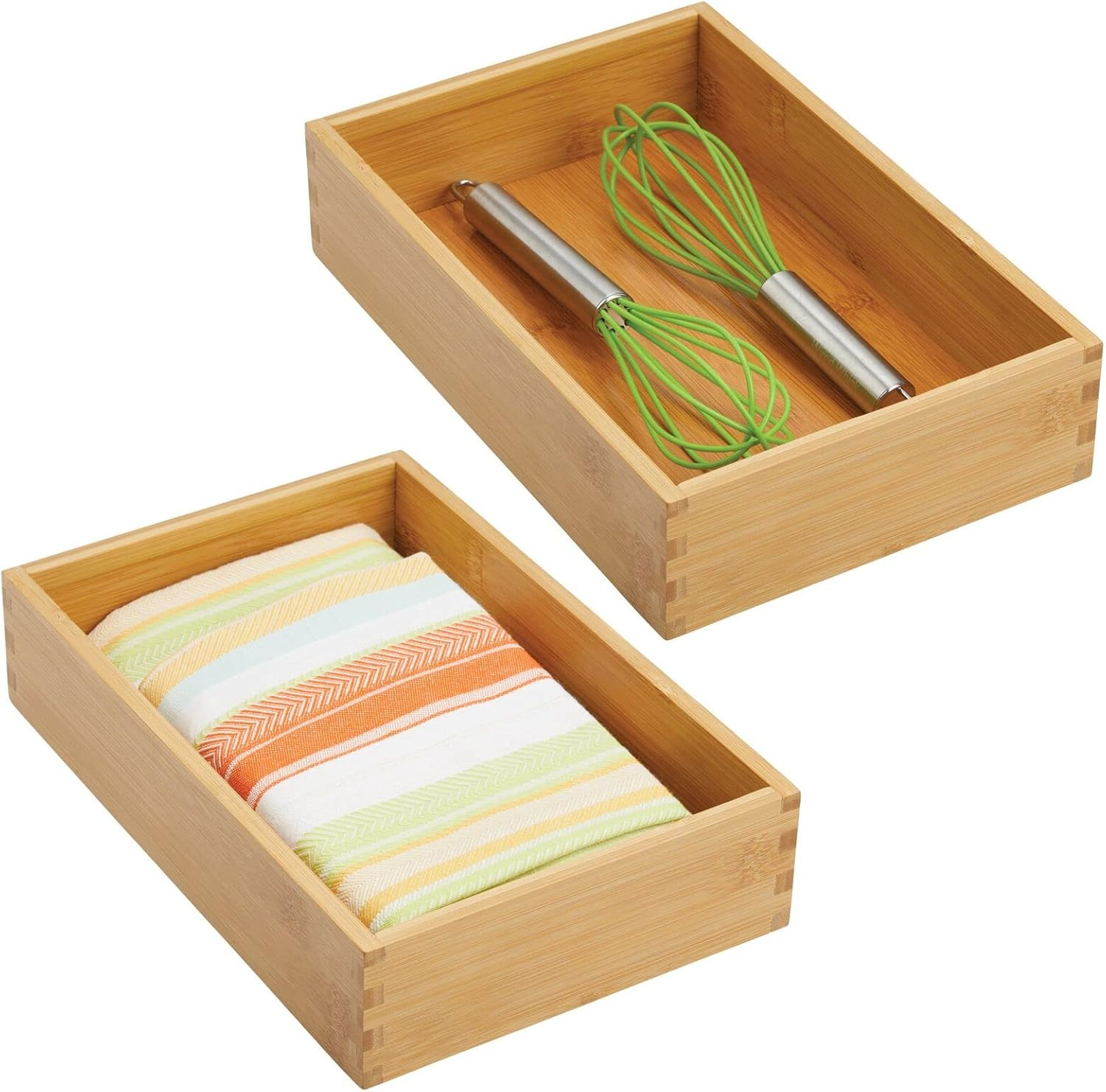 mDesign Bamboo Kitchen Cabinet Drawer Organizer Tray Bin - Eco-Friendly, Multipurpose - Use in Dr... | Amazon (US)