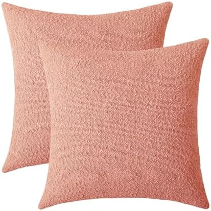 Jeneoo Coral Pink Decorative Square Thick Throw Pillow Covers Fine Textured Boucle Couch Cushion ... | Amazon (US)