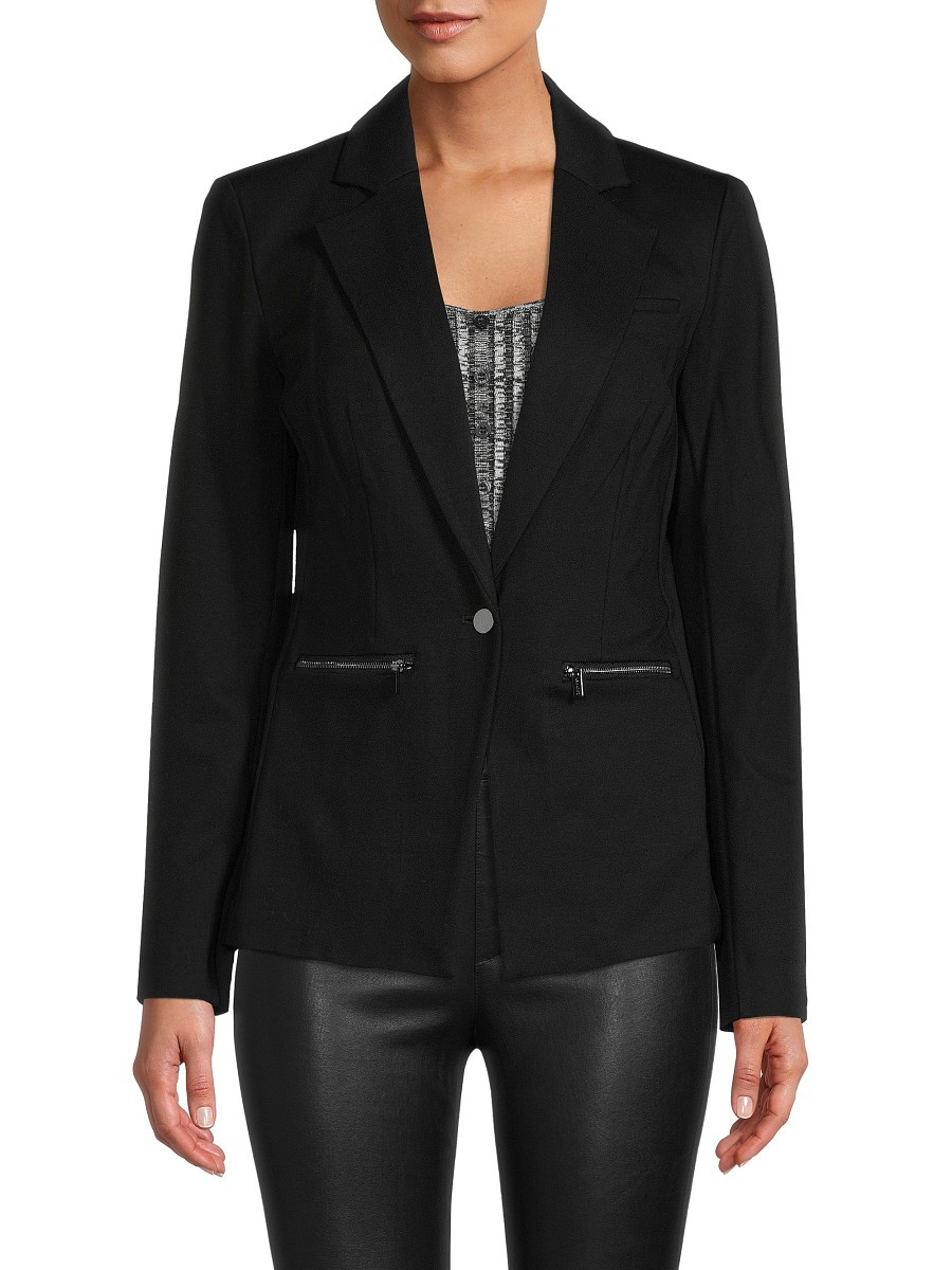 Calvin Klein Women's Solid Single Button Blazer - Black - Size 12 | Saks Fifth Avenue OFF 5TH