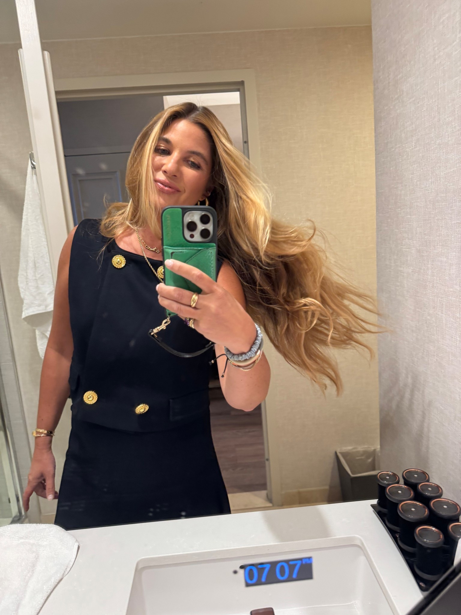 Top and skirt…medium 
Hair: Sea Glass (use code LTK15 to save)  + T3 hot rollers 

#LTKTravel #LTKBeauty #LTKgrwm