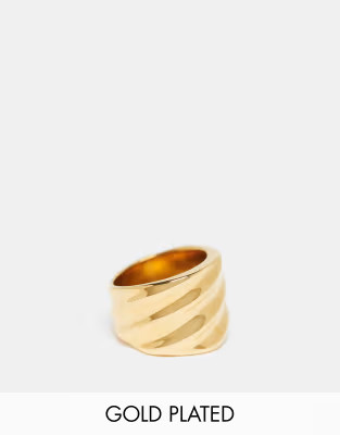 Bohomoon ethereal gold plated stainless steel chunky twist ring | ASOS (Global)