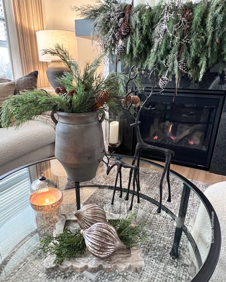 A gorgeous marble tray, a couple of pretty ornaments and a little greenery are all you need for a holiday style on your coffee table or counter  

#LTKhome #LTKSeasonal #LTKHoliday